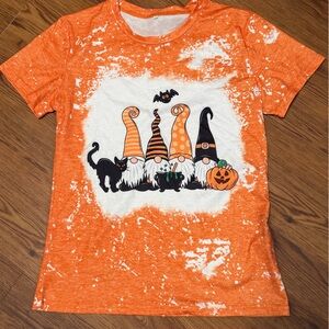 Orange Halloween Cat Graphic T-Shirt